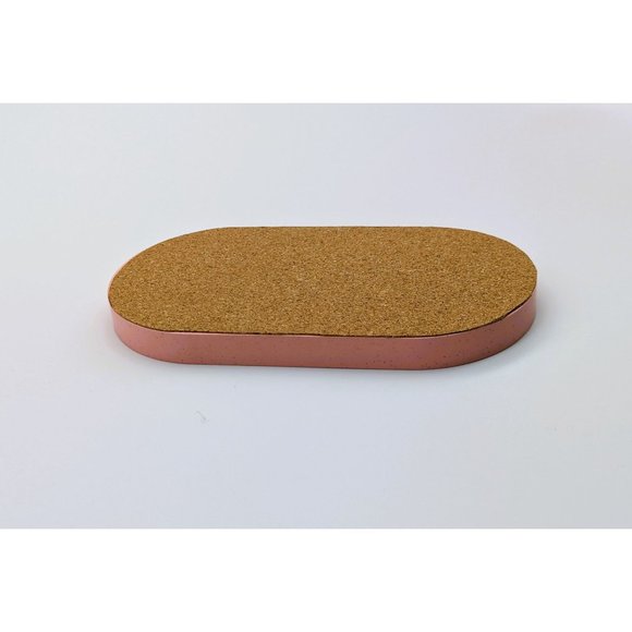 Oval Trinket Tray Pink with Imbedded Hearts 7 Inches Handmade NEW - Picture 6 of 6